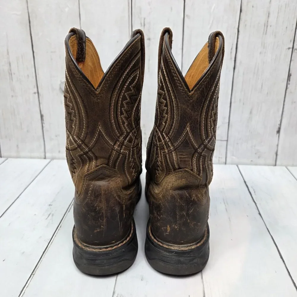 Ariat Kid's Work Hog Brown Leather Western Boot Youth Size 1 Boys 10042412 GUC